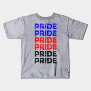 Polyamory Pride Flag Colors Repeating Text Design Kids T-Shirt